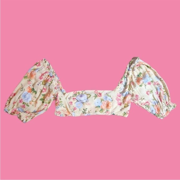 WeWoreWhat Floral Bandeau Puff Sleeve Top - Picture 4 of 5